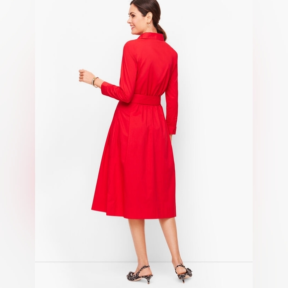 Talbots Belted Shirt Dress Red sz 12 NWT - Picture 2 of 11